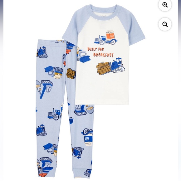 💕2/$32💕 4T NWT Carters 2 Piece Construction Print Pajamas Set - Picture 1 of 6